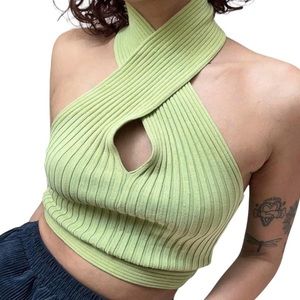 Green halter top Y2K